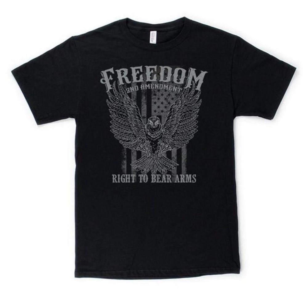 Freedom 2nd Amendment Right to Bear Arms American Flag Mens Black Tee Large NEW
